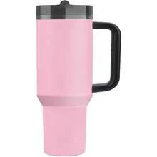 40 Oz Tumbler With Handle Quenchers ProTour Detachable Flip Straw Lid TumblerVacuum Insulated Tumblers With Top Leak Proof Lids And Flip Straw Reusable Insulated Cup Massey Powder 40 Oz - 杏色 - 查看 2