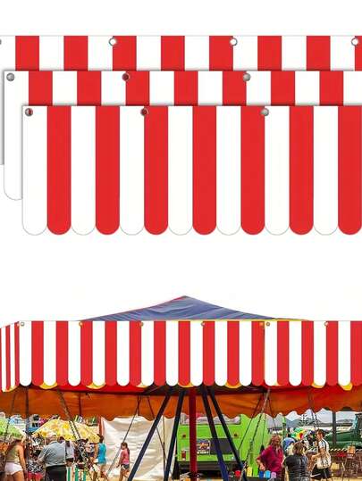 Bộ 3/1 mái che lều lễ hội sọc đỏ trắng, trang trí tiệc tùng với khung chắc chắn, dễ lắp đặt, phù hợp cho các sự kiện trong nhà/ngoài trời, lễ hội chủ đề carnival, đồ dùng tiệc tùng - Trang trí ngày lễ rực rỡ