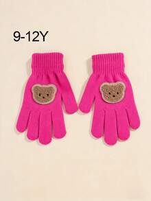 1 双 [4-8 岁] 儿童卡通可爱图案弹力针织手套，多种尺码和颜色可选，秋冬季保暖手套，儿童单层轻便高弹手套，防风手套，适合日常休闲穿着、户外活动、通勤和徒步旅行。 - 彩色 - 查看 24