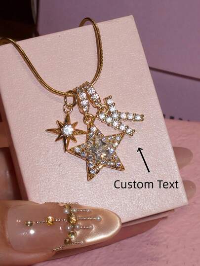 1pc Minimalist Cubic Zirconia Heart Gemstone Initial Letter DIY Necklace, Customized Simple Letter Name Necklace, Stainless Steel Initial Pendant Necklace, Fashionable, Autumn, Minimalist, Casual, Vintage Coin Customized, Personalized, Unique Gift For Girlfriend, Mom, Family, Friend, Daughter, Anniversary, Valentine's Day, Mother's Day, Birthday, Graduation, Daily Wear, Wedding, Prom