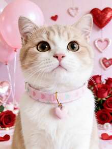 1 Adjustable Pet Collar For Cats And Dogs, With A Cute Heart-Shaped Pendant, Valentine's Day Outfit Accessory, Pet Holiday Costume Decoration, Pet Supplies Accessories - Multicolor - View 10