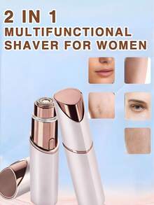 GENAI 女士便携式面部脱毛器，二合一眉毛修剪器和面部剃毛器，温和可充电设计 - 彩色 - 查看 2