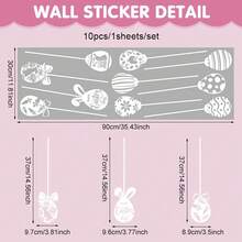 1pc Large Cartoon Easter Egg Window Cling Decal, Removable Static Cling Glass Sticker, Bedroom Living Room Entryway Wall Decor - Multicolor - View 3