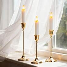 12个/6个/3个/1个铁质锥形烛台，装饰烛台 - 适用于婚礼、餐厅、派对、壁炉装饰，圆柱形烛台，适用于婚礼、家居装饰、节日派对、庆典装饰 - 金色 - 查看 6