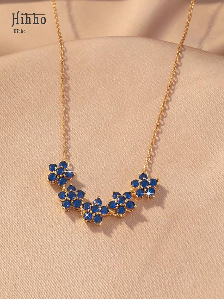 Hihho 1pc Flower Design Cz Stone Inlaid Delicate Women's Collarbone Chain For Gift, Date Valentines,Mom,Mother,Mother's Day,Gift