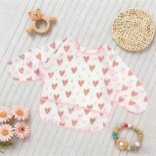 1 件卡通防水长袖围兜，柔软喂奶围兜，婴儿罩衣，轻便，适合所有季节，易于清洗，是圣诞节、万圣节、感恩节、新年、情人节、复活节的绝佳礼物