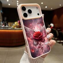 High-Quality Macaron Acrylic Magnetic Phone Case,Mystical Rose With Angelic Wings - A Dreamy Fantasy Artwork Magnetic Charging Phonecase Handy Case, Handy Cover For IPhone 11 12 13 14 15 16 17 17 Air 17 Pro 17 Pro Max Shock Resistant Protective Case OOFJ - Hồng - Xem 2