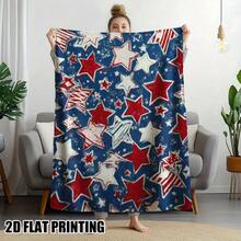 Ultra-Soft American Flag Print Flannel Blanket, Anti-Tear , All-Season Cozy Throw For Bed, Sofa, Camping, Office Machine Washable Patriotic Home Decor Gift Four Seasons Universal Multifunctional Blanket/Perfect Gift, 280GSM Blanket With Modern Aesthetic Design And 2D Printing Technology Is An Ideal Companion For Sofa Napping, Traveling Camping, Home Decoration And Office Embellishment. A Thoughtful Gift For Thanksgiving, Christmas, Valentine's Day, Father's Day, Mother's Day And Other Festivals Special Moments Such As Birthdays, Weddings, Anniversaries And More. Exclusive Gifts For Family Members, Partners, Parents, Grandparents Or Dear Friends. They Are Perfect For Beds,  Living Rooms, Offices, Beaches,Newly Expanded Themed Collections To Meet A Variety Of Styles And Scenar. - 多色3 - 查看 12