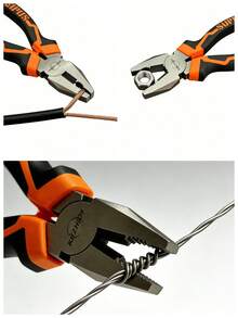 1PC 8-Inch Carbon Steel Pliers, Wire Cutters - Multi-Purpose Wire Cutters, Specialized For Electricians, Suitable For Electricians, Craftsmen, Mechanical Maintenance, And Gardening Pruning - Black - View 7