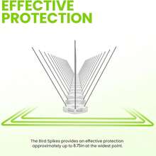 柔性不锈钢防鸟刺，带塑料底座，用于阻止小型鸟类栖息在屋顶、栅栏、邮箱、窗户等处。