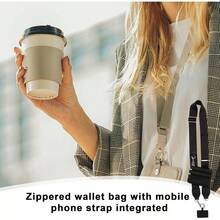 Cordn Ajustable Con Doble Gancho Y Clip De Piel Sinttica, Phone Strap With Zippered Pouch, Colgante Para Celular, Strap Phone With Wallet, Phone Strap With Wallet - Negro - Ver 6