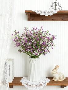 1束人造塑料满天星花束，仿真花，适用于情人节、新娘、婚礼、秋季、家居装饰、花瓶填充、派对、生日、户外花园装饰 - 紫紅色 - 查看 7