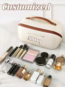 Custom PU Leather Makeup Bag, Multi-Functional Travel Organizer Bag, Large Capacity Double-Layer Cosmetic Bag, Cosmetic Storage Bag, Large Capacity Cosmetic Bag, Bridesmaid Gifts Bag, Bridal Party Gifts, Makeup Organizer, Woman Toiletry Bag, Cosmetic Bag, Bridal Shower Gift, Make Up Bag - Multicolor - View 2