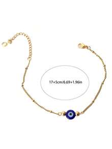1 pieza Pulsera delicada de mujer con ojo azul del mal - Oro amarillo - Ver 4
