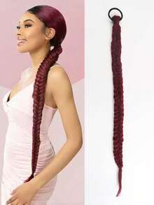 1pc 32-Inch Handmade Fishbone Braid Ponytail With Elastic Bands, Suitable For Women - Multicolor - View 9