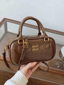 高品质女士奢华真皮设计师品牌单肩手提包、托特包、斜挎包 - 棕色 - 查看 6