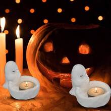 Ghost Candle Holder - Cute Ghost Scented Candle Holder Tea Candle Holders Candle Holder with Little Ghost Warming Paws Scented Holder Home Halloween Decor and - 2,83 x 2,36 pulgadas/ - Ver 2