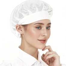 1-Piece & 3-Piece Packs Neutral White Chef Hats | Elastic Mesh Hair Nets - Adjustable Work Hats For Chefs, Bakers & Servers | Ideal For Kitchen Cooking & Food Service - 白色 - 查看 2