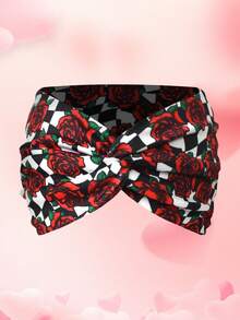 Băng đô bản rộng in hình hoa hồng và trái tim dành cho nữ, thích hợp làm quà tặng ngày Valentine (1 cái/3 cái/5 cái), phụ kiện tóc thời trang đa năng. - Nhiều màu - Xem 21