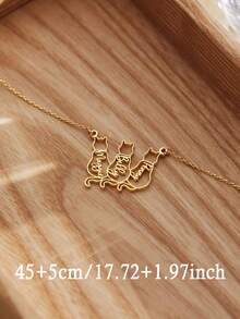 1pc Custom Pet Cat Cut-Out Name Necklace, Customizable 1-3 Names, Custom Name Necklace, Minimalist Necklace, Pet Name Custom Necklace, Personalized Gifts, Women's Necklaces, Custom Necklaces, Women's Jewelry, Cat Commemorative Gifts, Cat Lovers Gifts, Christmas Gifts, Birthday Gifts - Multicolor - View 6