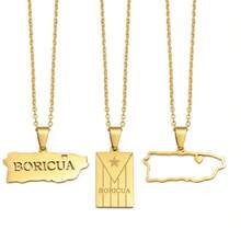 1 chiếc mặt dây chuyền hình bản đồ và cờ Puerto Rico, làm bằng thép không gỉ, trang sức PR. - Nhiều màu - Xem 2