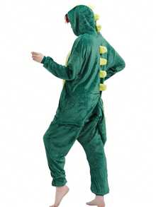 Unisex Plush Dinosaur  Pajamas For Adults - Green - View 2