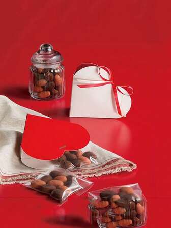 10 PIEZAS Caja de regalo con forma de corazón dulce para el Día de San Valentín en stock, caja de embalaje para galletas, caramelos con forma de corazón rojo