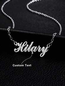 1件定制亮面哑光名字项链吊坠，个性化不锈钢半包裹式情书项链吊坠，家庭首饰，生日、节日、圣诞节礼物（送给她），锐舞配饰 - 彩色 - 查看 6