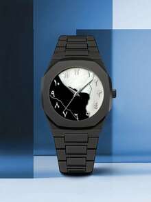 GUANQIN 1pc Boxed New Minimalist Casual Slim Versatile Men's Watch With Arabic Numerals Calendar Silicone Quartz, Suitable For Daily Life & Holidays Gift,Halloween, Christmas,Father's Day,Valentine's Day,Students,Festivals,Dating,Business, Daily,Gifts - Black - View 5