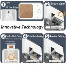自动喂鱼器，智能定时喂鱼器，大容量水族箱自动喂鱼器，适用于龟类、水族箱，WiFi控制，智能小型鱼缸自动喂食器 - 白色 - 查看 7