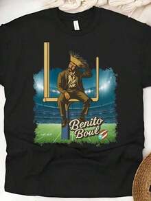 1Pcs,2026,I'm Just Here For Benito Bowl Shirt,Vintage Summer Tops For Women - 黑色 - 查看 5