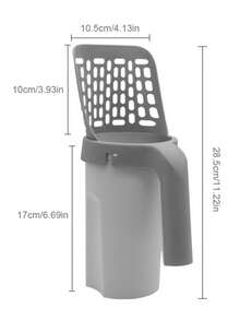 Cat Litter Scoop Set With Built-In Trash Bag, Portable Cat Litter Scooper Shovel Cleaning Tool - Grey - View 2
