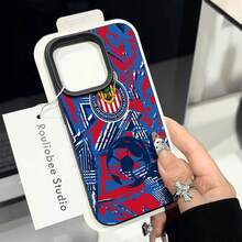 Estuche para teléfono con logotipo de equipo de fútbol y patrón dinámico Compatible con estuches para teléfonos   17  16 Pro Max  15 Pro Max  13 y  12 Hecho de material de TPU que brinda protección contra golpes y caídas Un gran regalo para familiares, amigos, seres queridos, novios / novias y para Navidad - Negro - Ver 5