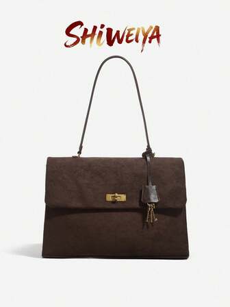 Women Suede Shoulder Bag, Flap Closure Crossbody Bag, Women Wallet, Faux Suede Handbag, Fashionable Women Travel Shoulder Tote Bag