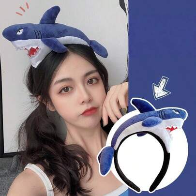 可爱趣味卡通鲨鱼发箍（多种颜色可选） - 张嘴款和常规款柔软动物发箍，舒适防滑弹力带，Y2K风格发饰 | 适合日常休闲穿搭、派对装扮点缀、节日拍照道具、角色扮演服装细节，值得拍照留念和宿舍装饰
