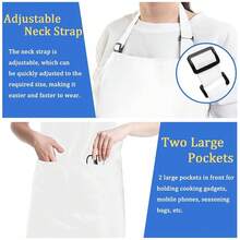 4 Pack Chef Apron, Adjustable Apron With 2 Pockets, Unisex Personalised Apron For CooFKing, Kitchen, Restaurant,White - Trắng - Xem 4