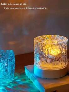 1pc Water Wave LED Atmosphere Projection Light - USB Powered With Remote Control, 16 Color Changing Modes, Suitable For Bedroom, Living Room And Office Decor, Valentine's Day & Holiday Gift, Modern Polished Metal & Plastic Design, Desk Lamp, Creative Room Ambiance, Portable Lighting - Multicolor - View 8