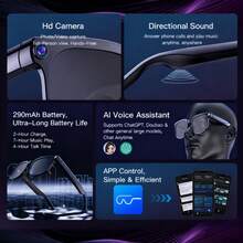 PEJE 4k Camera Glasses, Ai Smart Glasses With Real-Time Translation & Object Recognition, Open-Ear Audio, Ultra-Light Design, Max 8hrs Playtime For Outdoor, Work, Travel,Smart Glasses With Camera, 1080P HD Camera, Digital Video Recorder Camcorder Eye Protection DV Camera Glasses Video Glasses, Recording Portable Camera Ultra Clear Camera Glasses Long-Lasting Battery Life, USB Interface,Compatible With Iphone Andriod Smartphone,Christrmas /Festival/Birthday/Holiday Present Valentine's Day Gift - Color Change - View 6