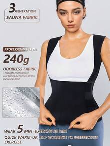 New Women's Sweat Vest Sauna Suit, Waist Training Vest With Belt, Hot Sauna Weight Loss Hook And Loop Exercise Vest, Slim Shapewear For Outdoor Sports, Hook And Loop Design, Waist Trainer, Sports Sweat Suit, Waist Trimmer, Yoga Shapewear Vest