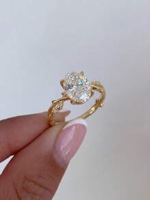 1枚925纯银优雅藤蔓图案锆石2克拉椭圆形戒指，复古风格银质派对/生日戒指，女士时尚珠宝礼品 - 枝蔓蛋形 - 查看 8