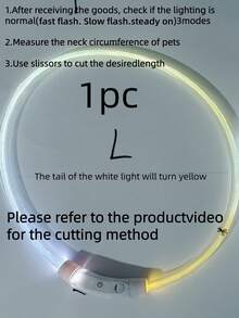 1个/2个装LED可充电发光PVC宠物项圈，3种照明模式，夜间可见，保障宠物安全，适合小型至大型犬猫，节日氛围项圈。项圈长度可根据需要修剪。本产品并非通用尺寸，请在购买前确认产品尺寸是否合适，并根据宠物的体重调整尺寸，以免使用过程中损坏产品。
