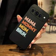 お母さんテキストパターンの電話ケース  Pixel 9 9Pro Xl 8 8A 8Pro 7 7A 7Pro 6 6A 6Proを使う ブラックフロスト耐衝撃性落下防止保護カバーシェル - ブラック - チェックする 7