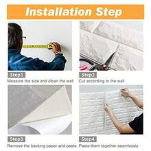 12pcs/6pcs 3D Wallpaper, Vinyl Wall Stickers, Faux Brick Texture, Bedroom Home Decor, Living Room TV Background, Wallpaper Renewal, 3D Stickers, Brick Pattern, Easy To Stick, Replaceable, Waterproof, Trimmable, Simple DIY, Indoor Decorative Stickers, Wall Decals, Living Room, Kitchen - White - View 10