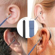 New 12PCS Innovative Spring Ear Wax Cleaner Tool Set Ear Pick Ear Wax Removal Kit - Đen + Xanh - Xem 5