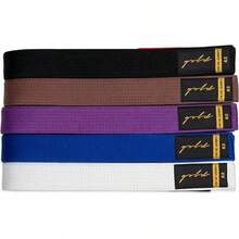 Gold BJJ Jiu Jitsu Belt - Cinturones premium con barra de rango para rayas - Aprobado por la competencia IBJJF - Blanco - Ver 2