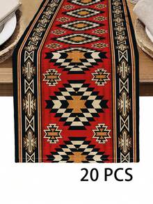 1 pieza Camino de mesa con estampado geométrico, 4 piezas Individuales con estampado geométrico, adecuado para fiestas, cumpleaños, cenas, decoración de cocina y comedor, decoración del hogar y sala de estar para todo el año - Multicolor - Ver 15