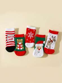 10 đôi tất trẻ em nhiều màu hình ông già Noel, tuần lộc, bông tuyết, gấu dễ thương cho mùa thu/đông, thích hợp cho lễ Giáng sinh, tiệc tùng - Nhiều màu - Xem 2