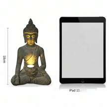 1pc Solar Powered Buddha Statue With LED Light, IP65 Waterproof, Meditation Pose Buddha Statue, Suitable For Garden, Lawn, Home Or Outdoor Decor - Multicolor - View 4