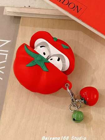 1ชิ้น เคสดีไซน์มะเขือเทศ 3D สมจริง ที่ใส่เคส เข้ากันได้กับ Apple 4th Gen หูฟังไร้สายบลูทูธ, 1/2/3 เคสนิ่มซิลิโคน, Pro 3rd Gen, ดีไซน์ใหม่สำหรับผู้หญิง (ไม่รวมหูฟัง)