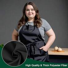 2 Pack Plus Size Chef Apron, Large Adjustable Aprons With Pockets For Men Women Waiter Waitress, Black White (XXXL),Black - Black - 查看 4